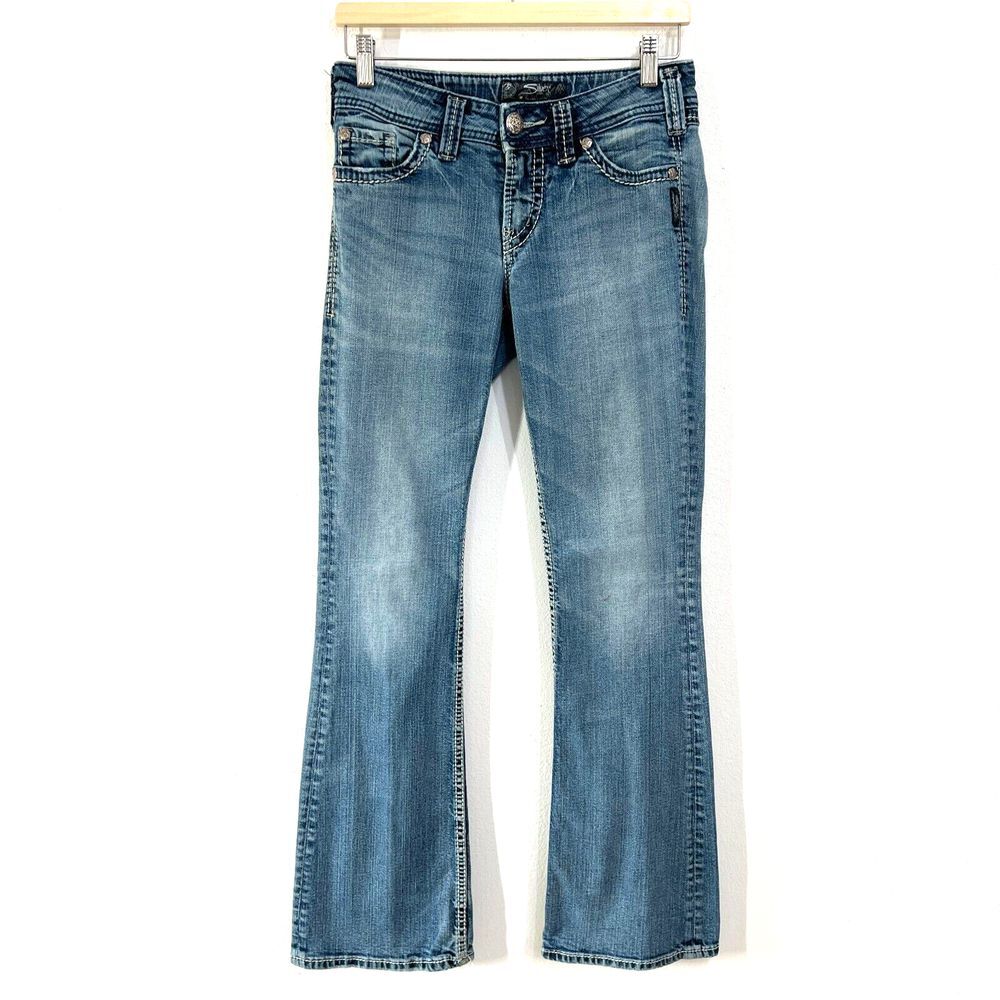 Silver Jeans Suki Surplus Bootcut Women 26x32 Blue Denim Mid Rise Medium Wash